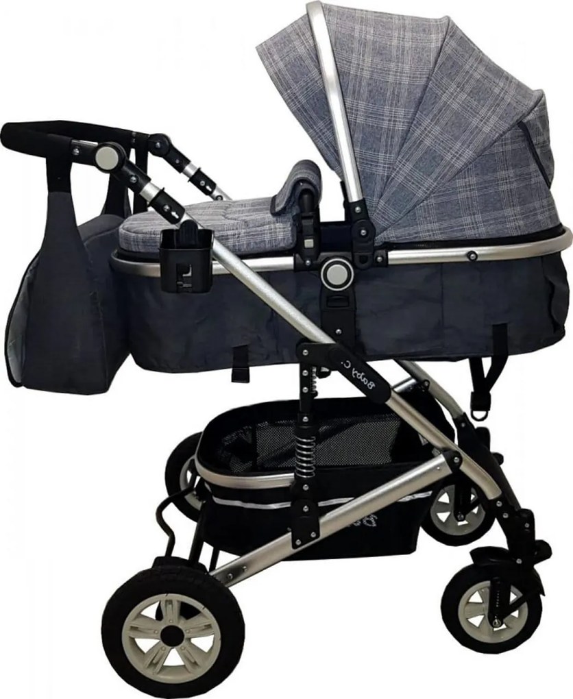 Carucior nou nascuti 3 in 1 Baby Care™ PRO 531 , geanta Bebe, Cadru Aluminiu, Amortizoare, Roti din cauciuc plin AVE, Landou, Scoica auto, Spatar