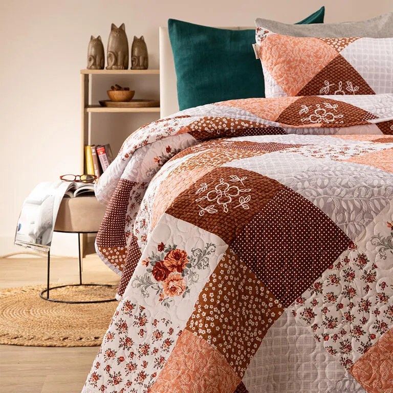 Cuvertură de pat VINTAGE ROSE maro pat simplu