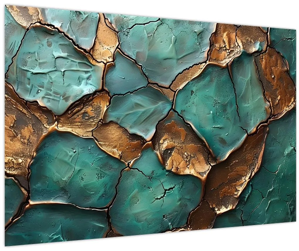 Tablou - Pictură verde-auriu (90x60 cm)