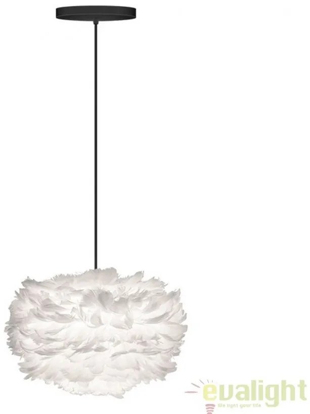 Abajur modern cu pene de gasca EOS alb, 35cm
