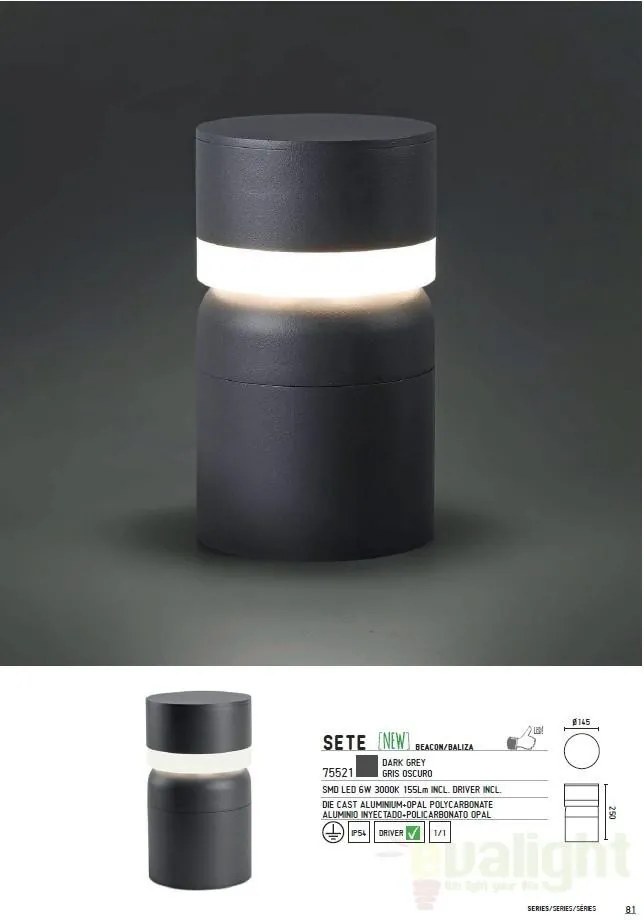 Stalp exterior IP54, LED H-25cm Sete 75521