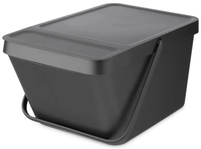 Cos depozitare sau reciclare Brabantia Sort&Go 1006310, 20 L, 22,5x45x28 cm, Stivuibil, Plastic, Gri închis