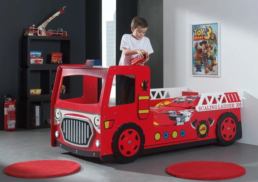 Set CARBED format din Pat copiiul NEW FIRE TRUCK și SALTEA PAT COPIIua asortată.