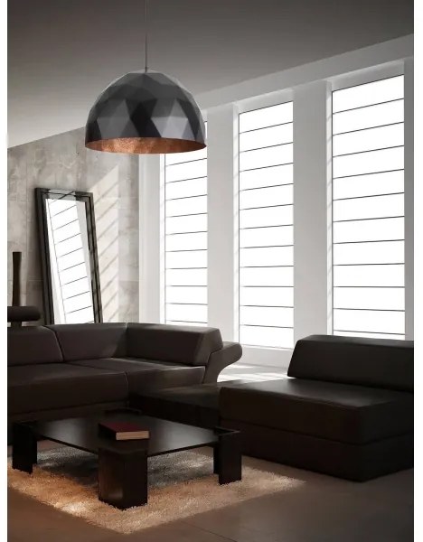 Lustră pe cablu DIAMENT 1xE27/60W/230V d. 35 cm neagră/cupru