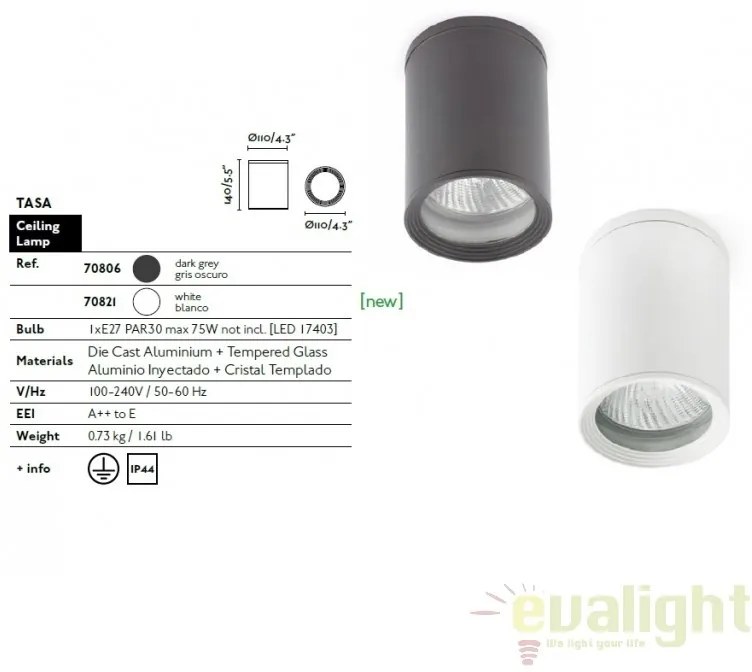 PLAFONIERA MODERNA DE EXTERIOR TASA 70821