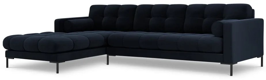 Colțar tapițat Bali, Albastru închis/5 locuri/picioare negre/partea stângă/ L293 x l185 x h75