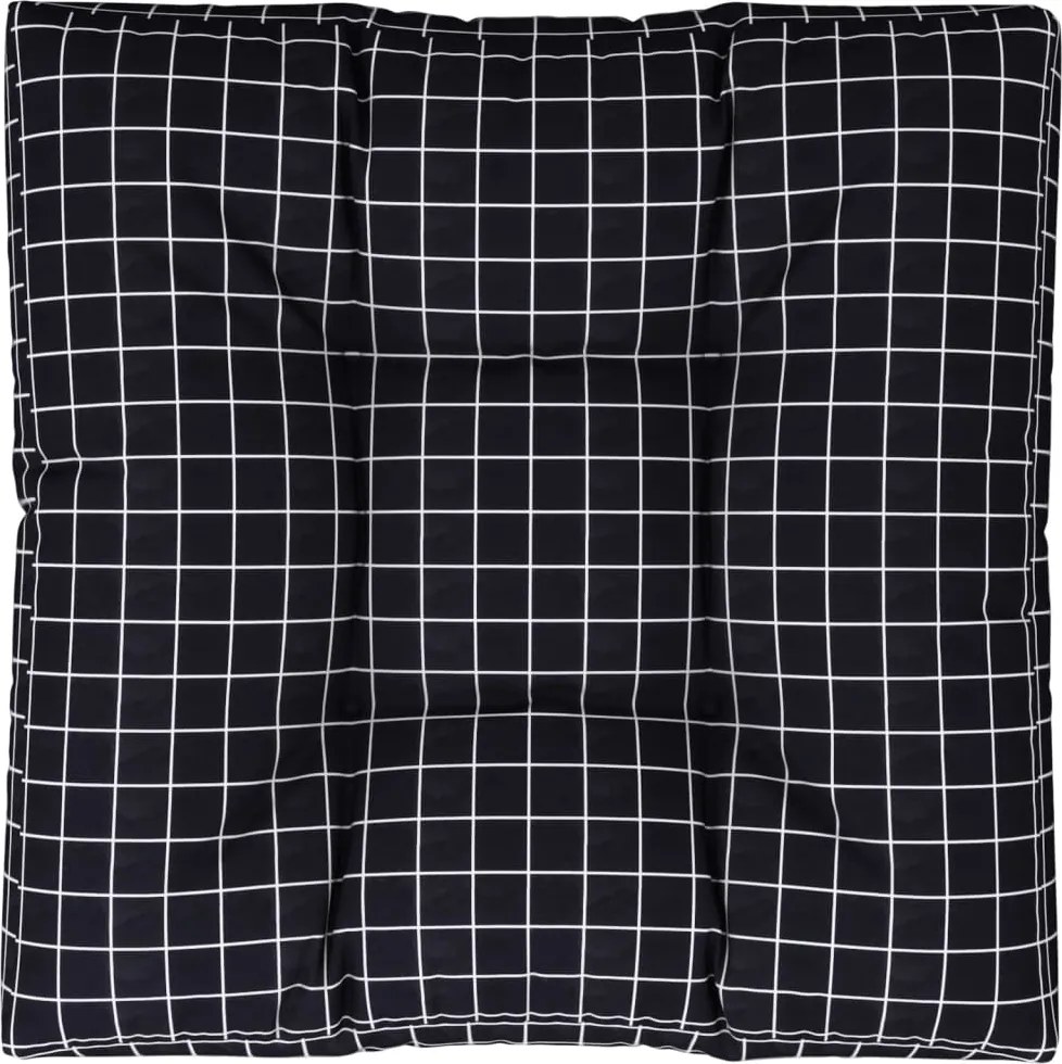 vidaXL Pernă de paleți, negru, 80x80x12 cm, textil, model carouri