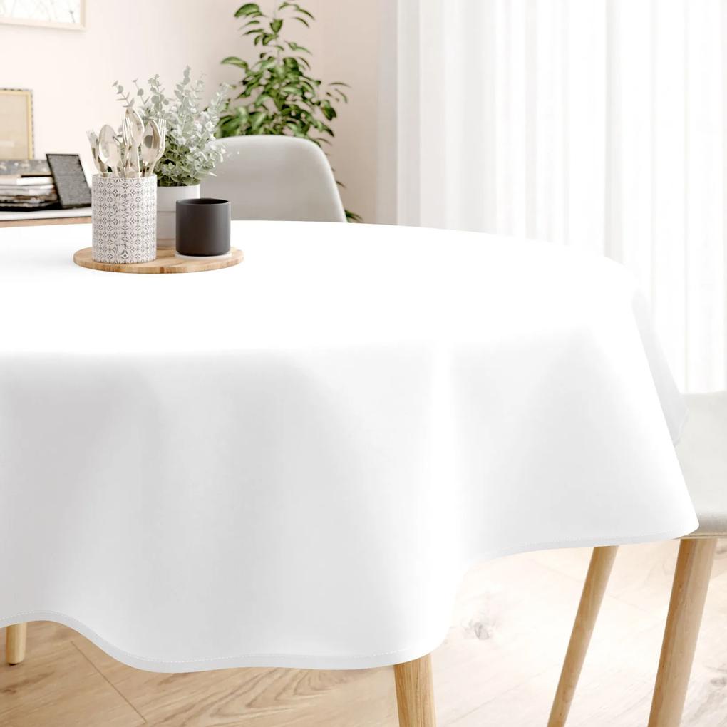 Goldea față de masă 100% bumbac solid - albă - rotundă Ø 100 cm