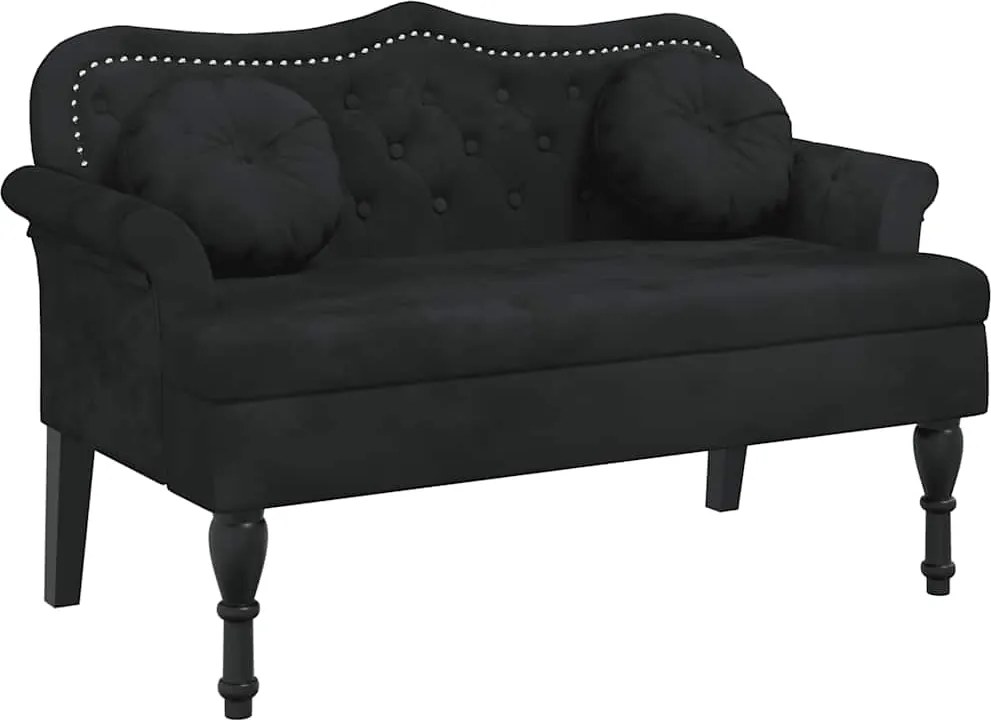 vidaXL Bancă cu perne, neagră, 120,5x65x75 cm, catifea