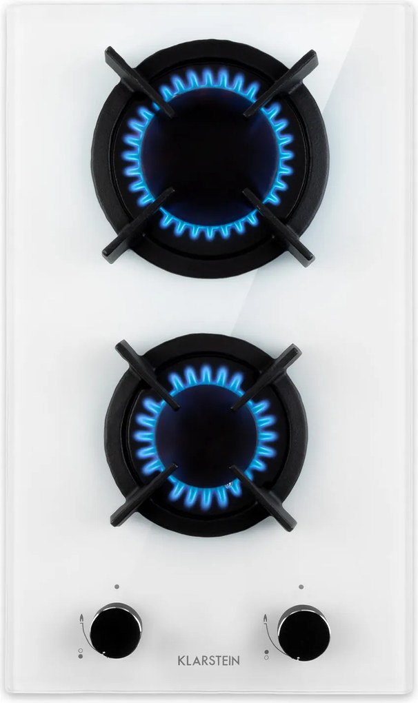 Klarstein Goldflame Domino, plită pe gaz, 2 arzătoare, arzătoare din alamă, sticlă ceramică