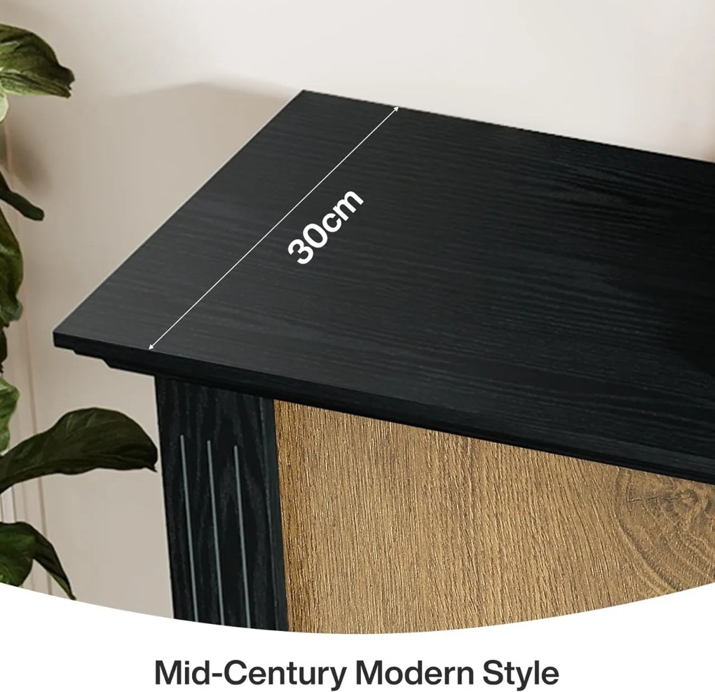 MAM24 - Masa Consola, 110 cm, masuta hol, living, dining, dormitor, Imitatie Semineu - Maro - Negru
