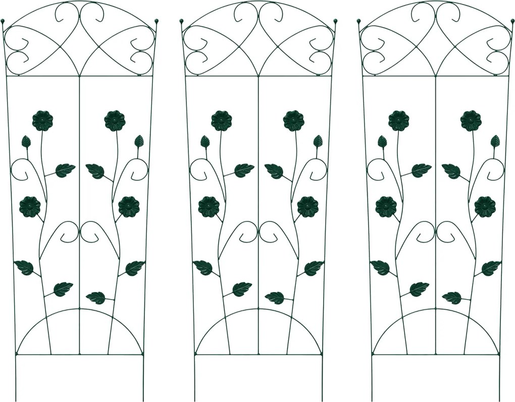 vidaXL Gard de Grădină 3 pcs Verde 110,5 x 42,5 cm Oțel