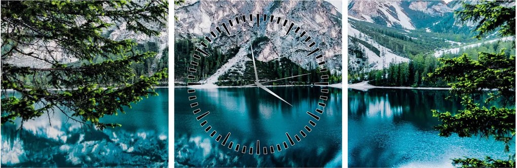 Tablou - Lac în Alpi (cu ceas) (90x30 cm)
