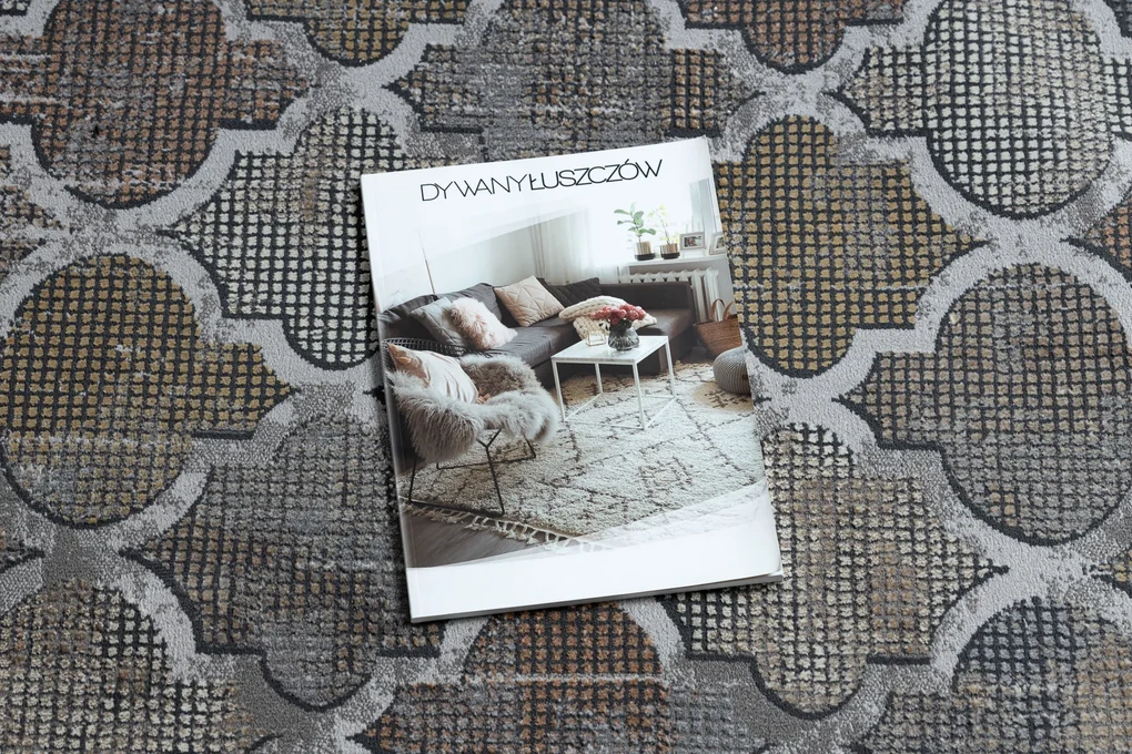 Covor LUCE 75 modern marocani Trellis vintage - structural gri / muştar