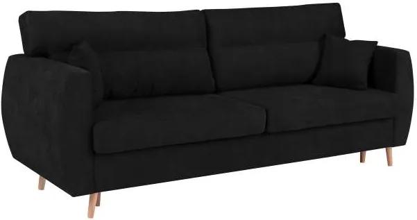 Canapea extensibilă cu spațiu de depozitare Sydney, 3 locuri, negru, 231x98x95 cm