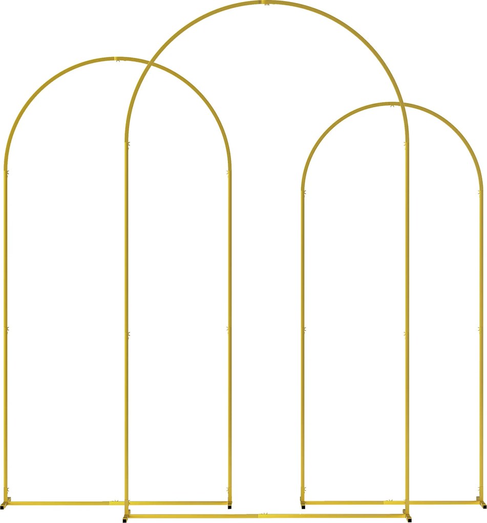 Outsunny Set de 3 Arcade de Grădină pentru Nunți, 120x40x220 cm, Auriu | Aosom Romania