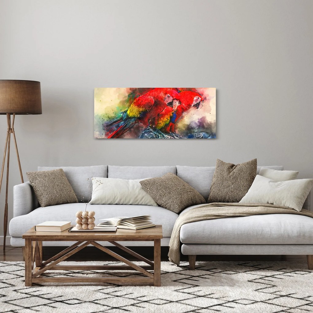 Tablou - Papagali roșii ara (120x50 cm)