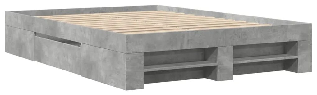 3295502 vidaXL Cadru de pat, gri beton, 140x190 cm, lemn prelucrat