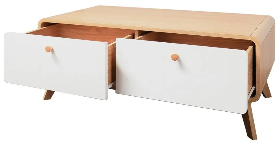 Comodă TV albă/în culoare naturală cu aspect de lemn de stejar 100x40 cm Caitlin – Støraa