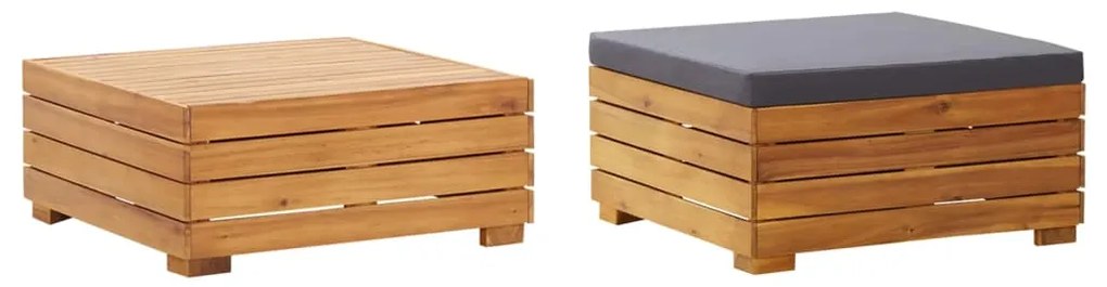 vidaXL Set masă de grădină&amp;suport picioare cu pernă, lemn masiv acacia