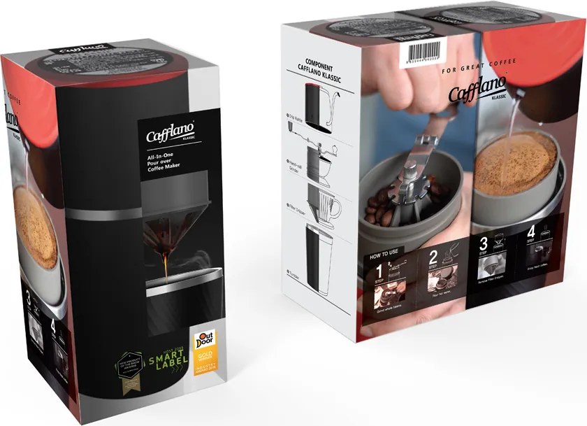 Aparat de cafea de voiaj Cafflano Classic (negru) + râșniță