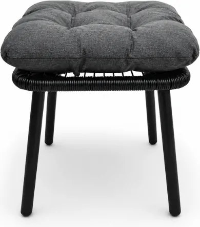 Scaun de gradina AURELO cu taburet, neagra