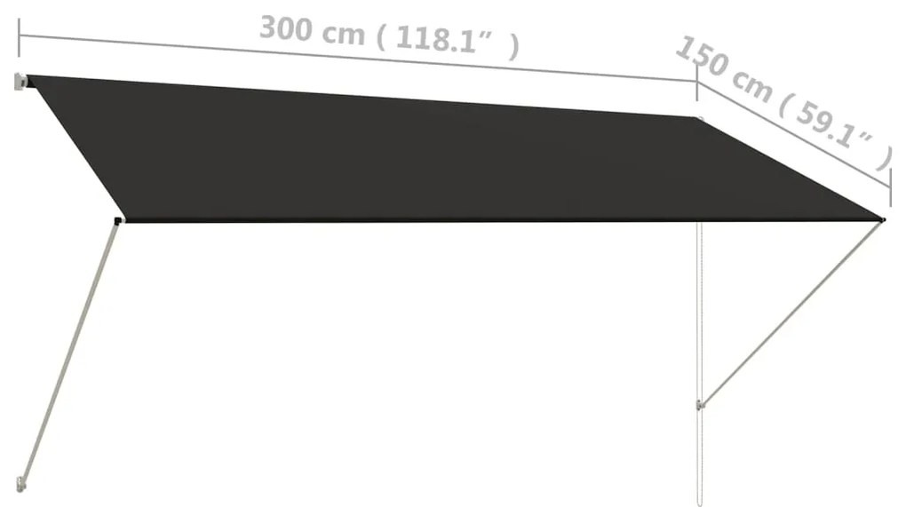 Copertina retractabila, antracit, 300 x 150 cm Antracit, 300 x 150 cm