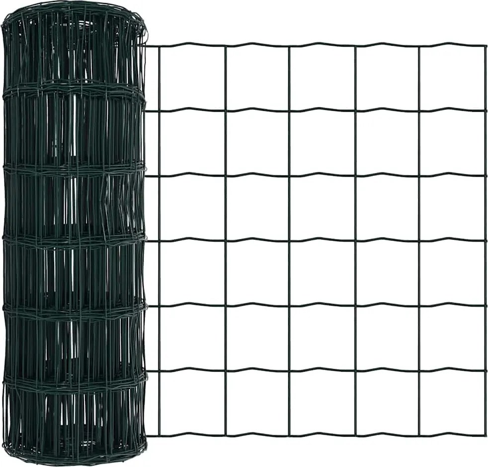 vidaXL Gard Euro Verde 0,6 x 25 m Fier acoperit cu PVC