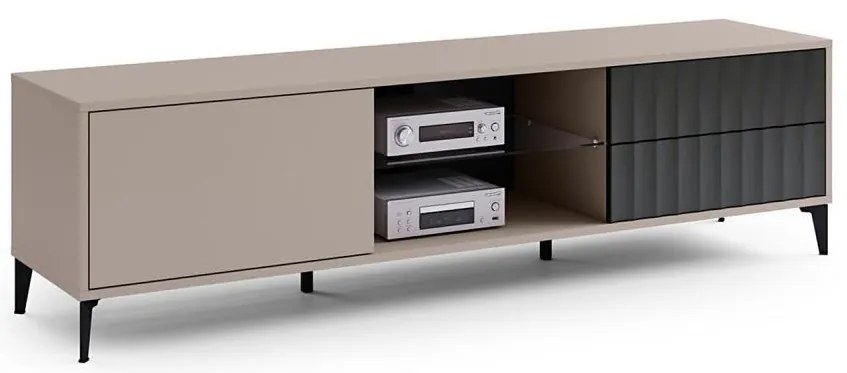 Comodă TV RONJA cu sertare, taupe/negru
