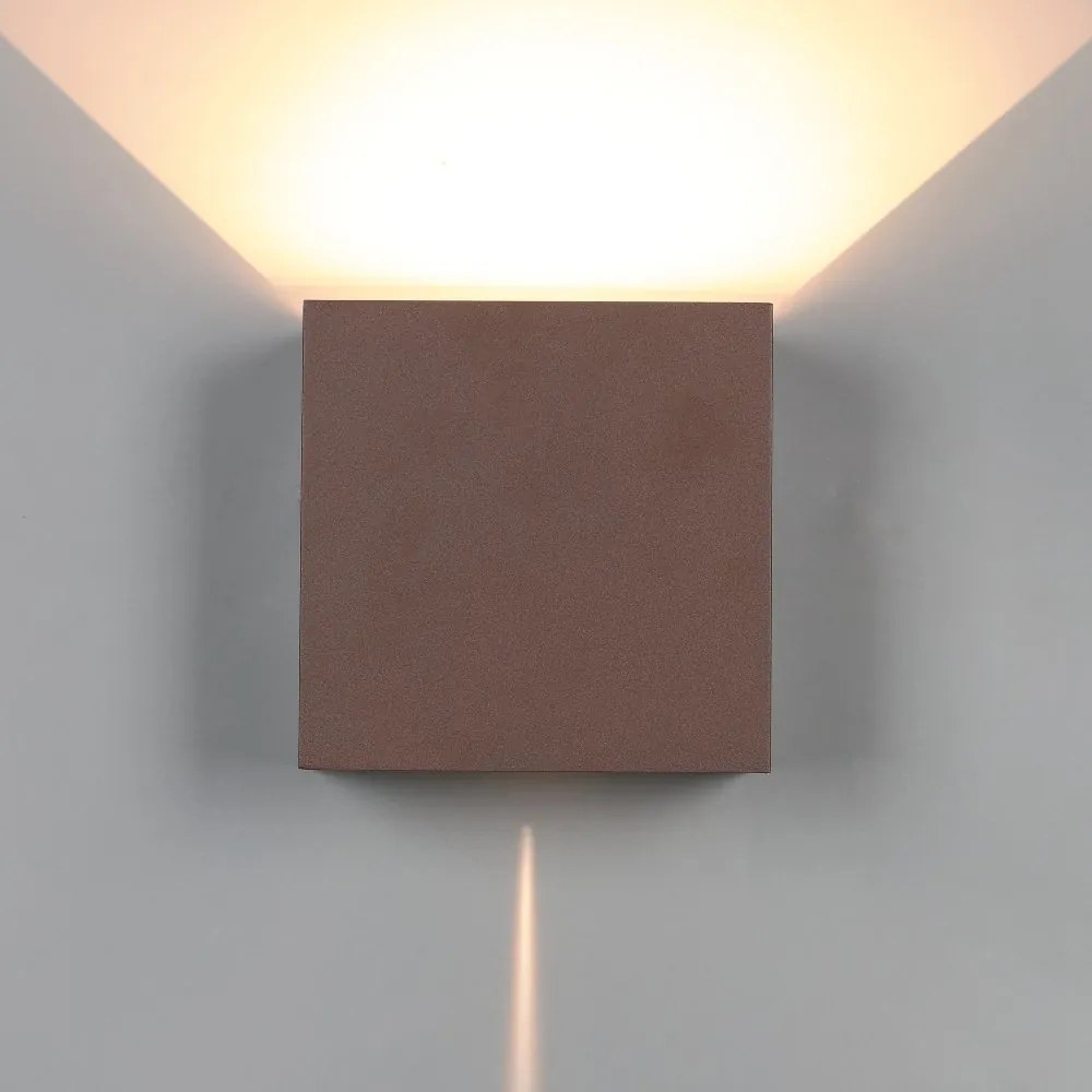 Aplica LED de perete iluminat exterior ambiental IP65 DAVOS XL corten