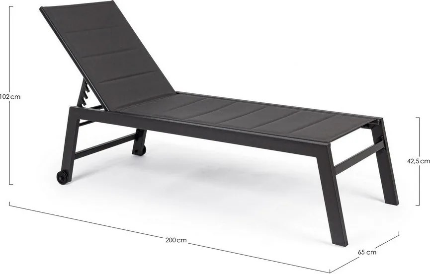 Șezlong de grădină gri antracit din metal Hilde – Bizzotto