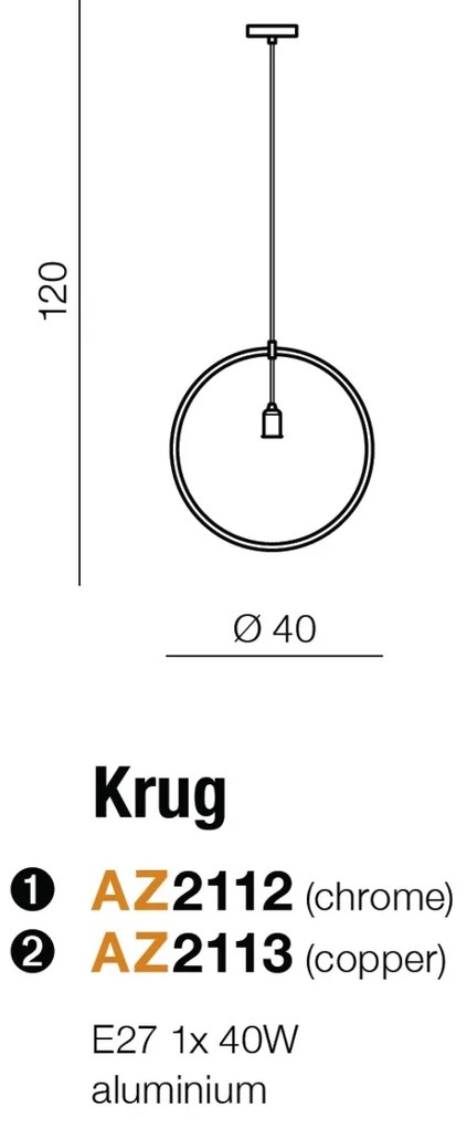 Pendul minimalist design retro KRUG crom