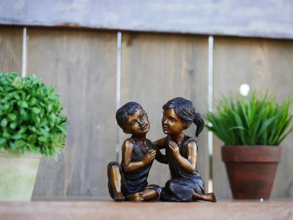 Statuie de bronz moderna Smiling kids 13x10x14 cm