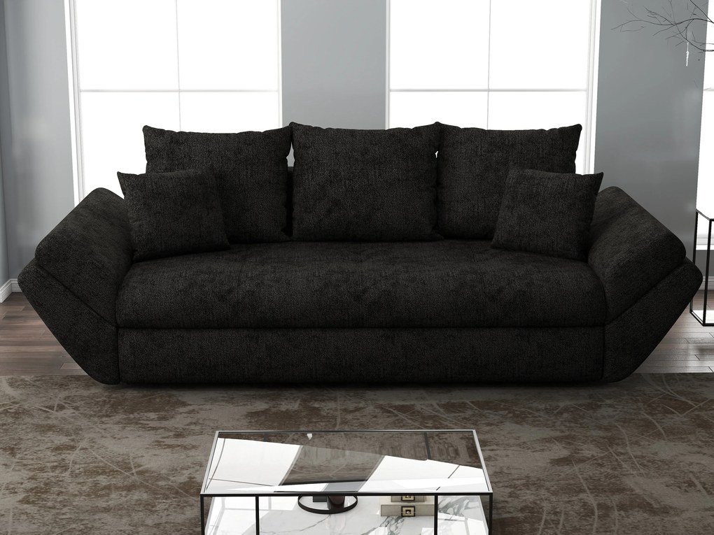 Canapea extensibilă dumonde cu ladă de depozitare si sezut confortabil din spuma high-density, Loana Enjoy Black 250x100 cm