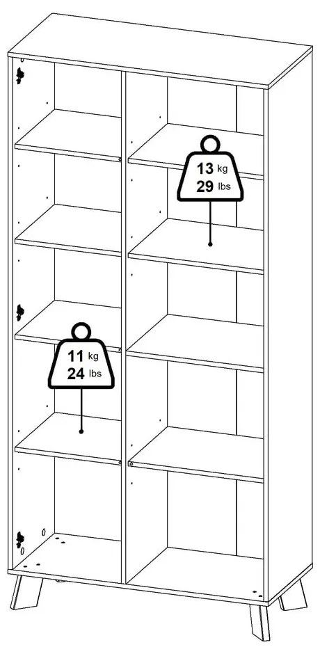 Bibliotecă albă-în culoare naturală cu aspect de lemn de stejar 89x188x40 cm Ikast – Tvilum