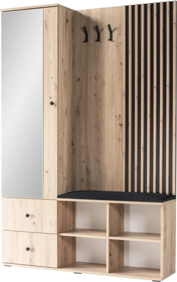 Modul pentru hol, stejar artisan / negru, KOLI C