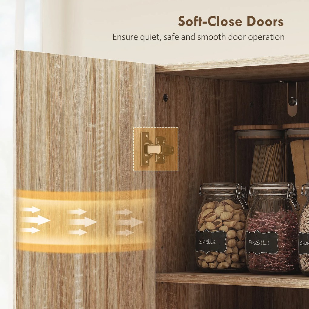 HOMCOM Dulap de Bucătărie Modern cu Rafturi Ajustabile și Uși Amortizate Lemn | Aosom Romania