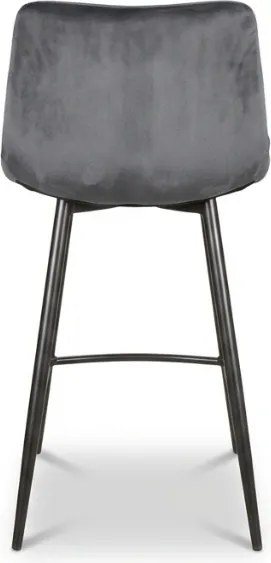 OFERTA Scaun de bar gri MILA VELVET cu picioare negre calitatea II
