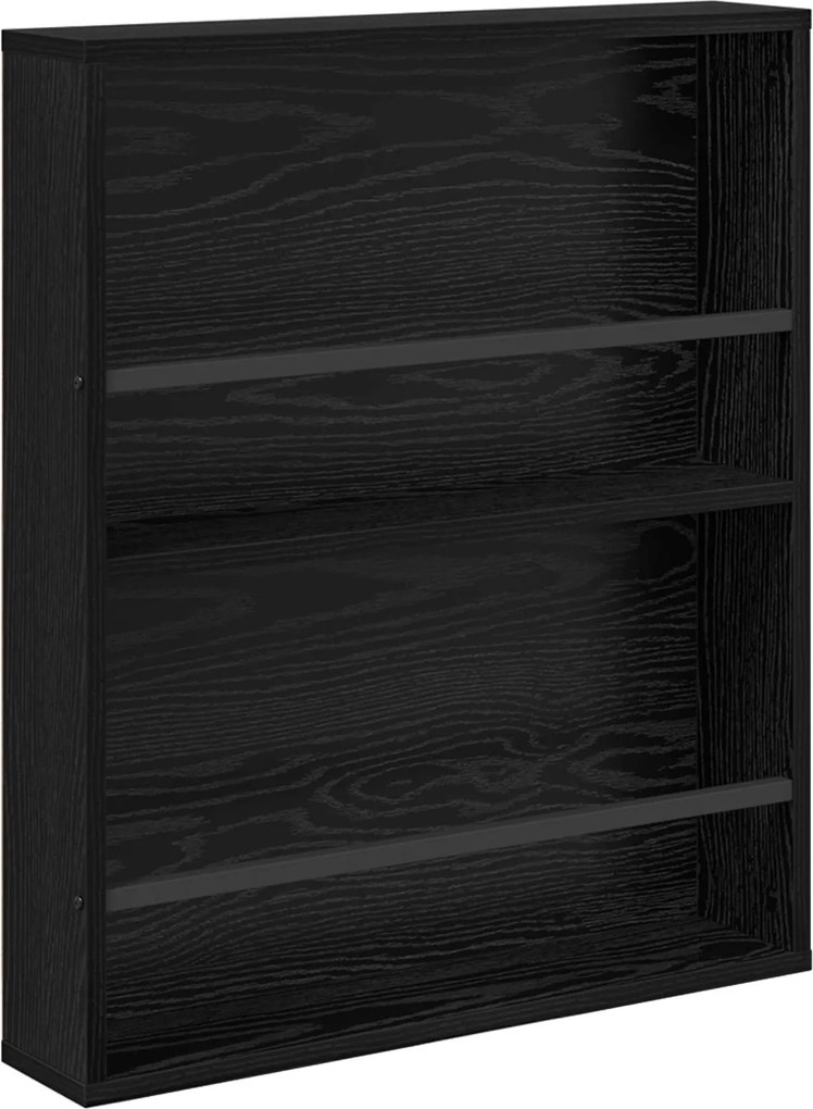 vidaXL Raft pentru reviste Stejar Negru 60 x 12 x 70 cm Lemn compozit