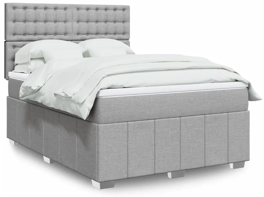 vidaXL Pat continental, gri deschis, 140x200 cm, material textil