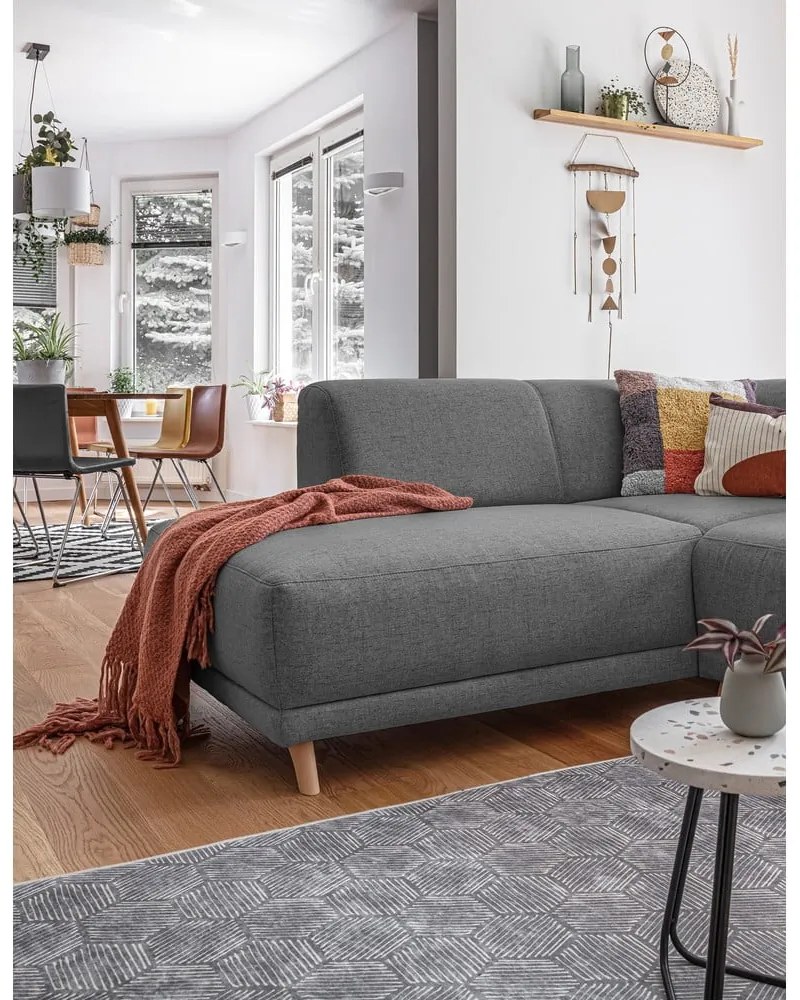 Colțar gri extensibil/cu spațiu de depozitare (cu colț pe partea stângă/în formă de ”L”) Classy Sophie – Miuform