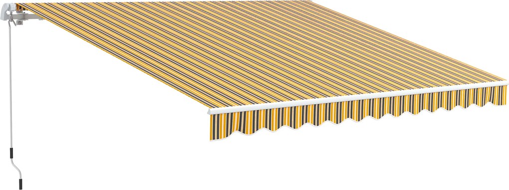 Outsunny Copertină Pliabilă pentru Exterior, Copertină Tip Roll-Up cu Deschidere Manivelă, 350x250 cm, Galben | Aosom Romania