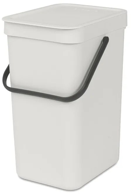 Cos de gunoi colectare selectiva Brabantia Sort&Go 1005511, 12 Ș, Maner, Montabil pe perete, Gri deschis