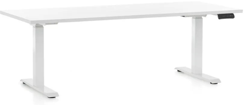 Masa inaltime reglabila OfficeTech C, 180 x 80 cm, bază albă, alb