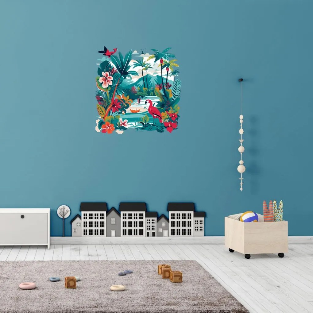 PIPPER. Autocolant circular de perete „O junglă colorată” mărimea: 60cm