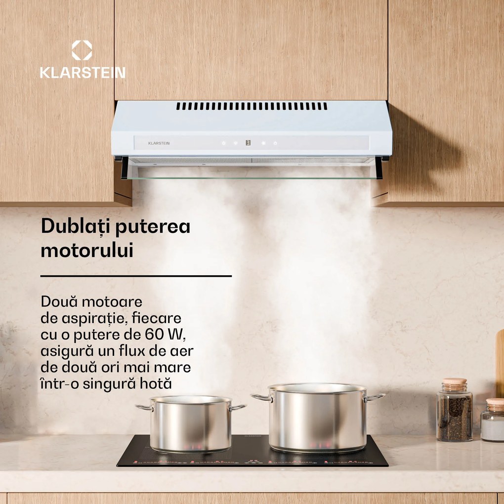 Klarstein Hota Purista Force, Compact, 343 m³/h, EEK C, Tehnologie cu două motoare