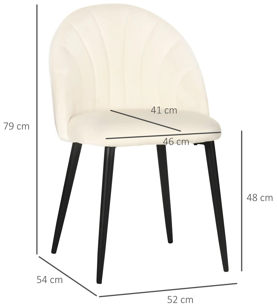 Set 2 scaune pentru camera de zi, tapitate, design nordic si ergonomic, antizgarieturi si antiderapante, Bej 52x54x80cm HOMCOM | Aosom Romania