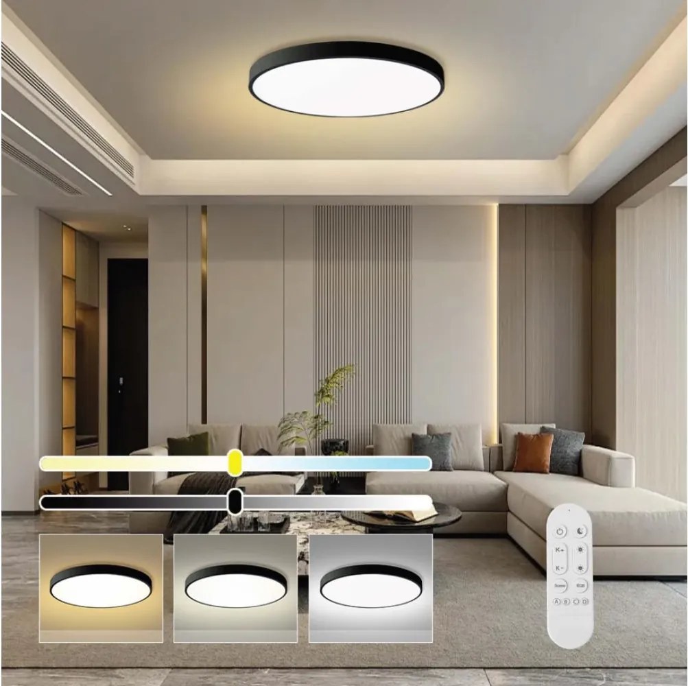Immax NEO 07314L-LED Plafonieră dimabilă SEMPLICI 128W/230V Ø100 cm Wi-FiTuya negru + telecomandă