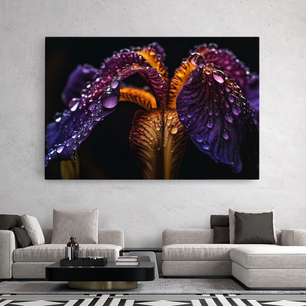 Tablou Canvas, 70x100cm, Dormitor si Living, Flori, Iris, Dark Iris After Rain
