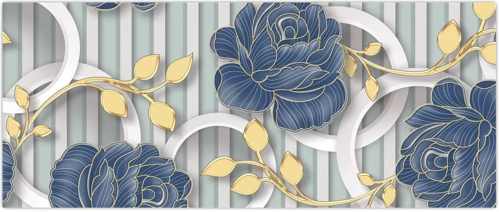 Tablou - Tradafiri și cercuri (120x50 cm)